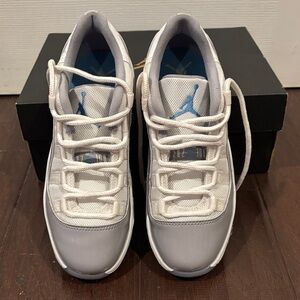 Jordan White and Gray Sneakers with Blue Highlights